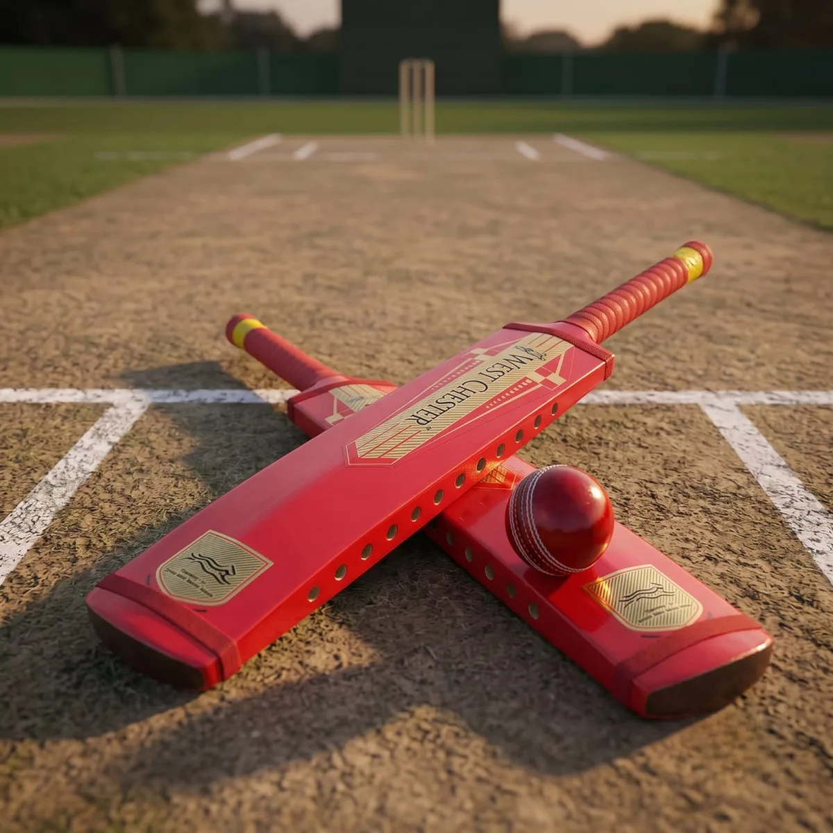 West Chester Kashmir willow pure wood fully cane handle cricket bat from adult long handle Red look